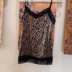 White House Black Market Animal Print Lace Adjustable Tank Sz M